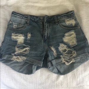 Distressed Denim Shorts